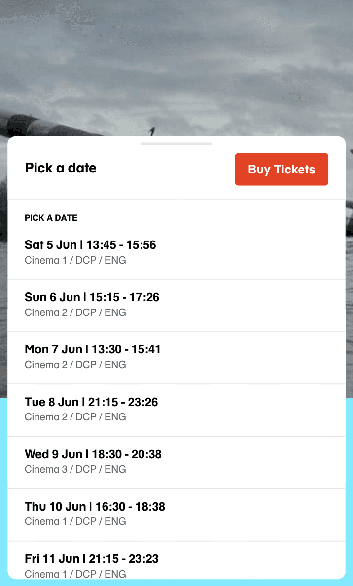 Buy ticket mobile view