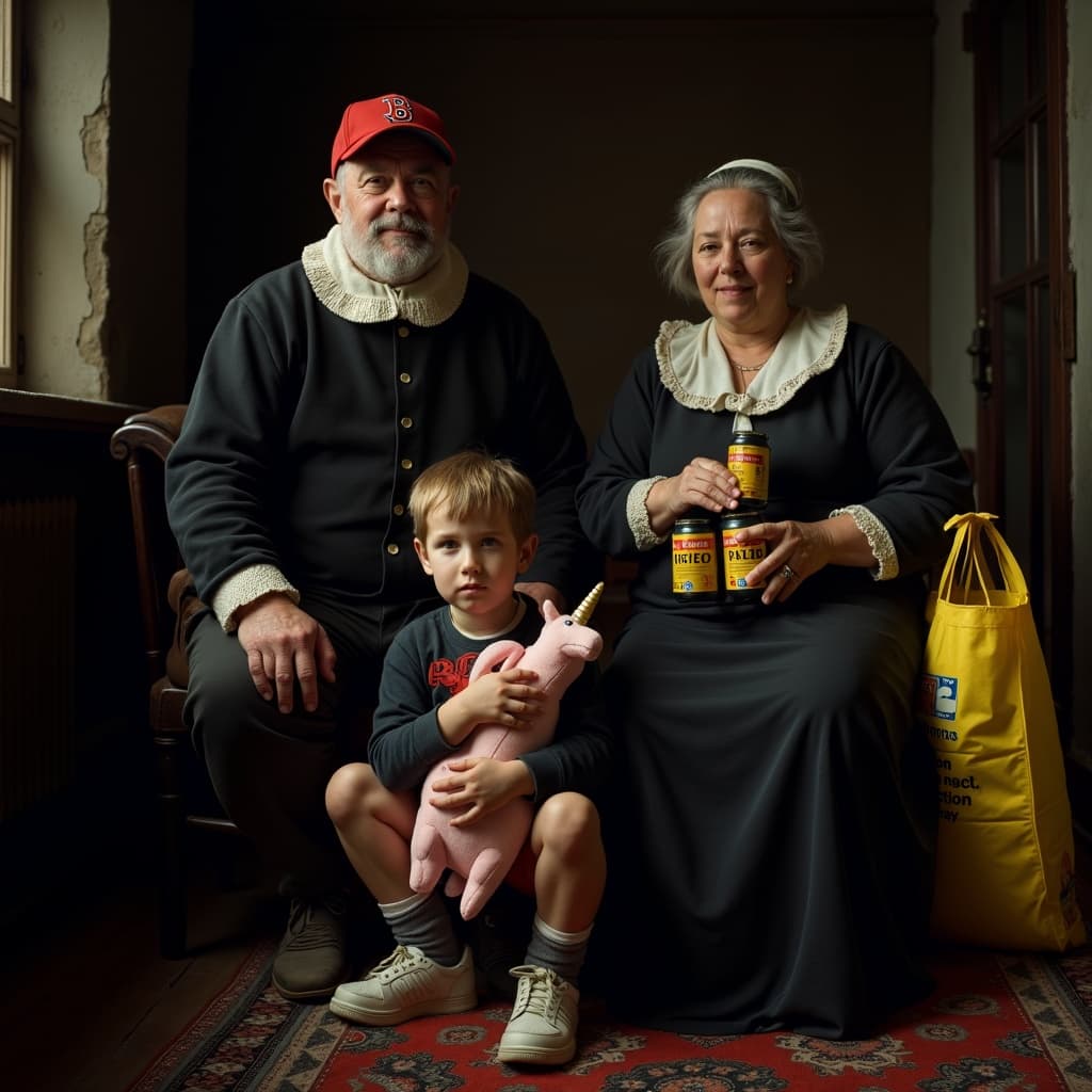 Generated household portrait in Dutch master style